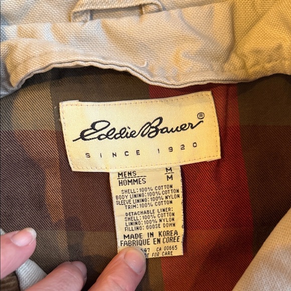 Eddie Bauer Men's Tan Barn Jacket with Brown corduroy Collar - Picture 2 of 9